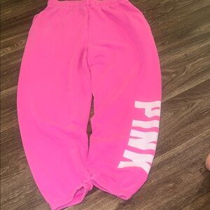 PINK Victoria's Secret Bright Hot Pink women’s Sweatpants with White Side Logo